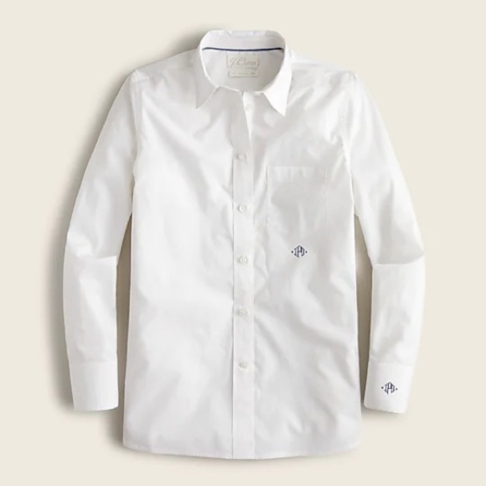 JCrew Women 0 Classic-fit crisp cotton poplin shirt White AX580